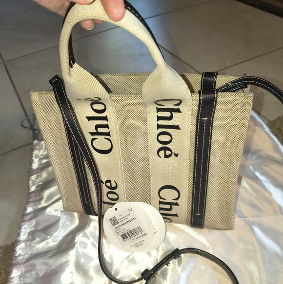 Chloe Handbags - Chloe Woody Cream Canvas Tote